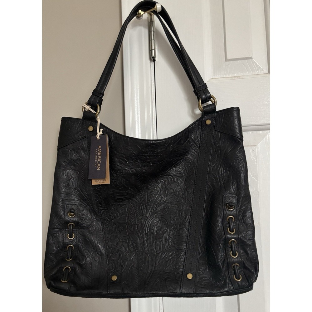 American Leather Co. Delancy North/South Leather Tote Sage Leaf
